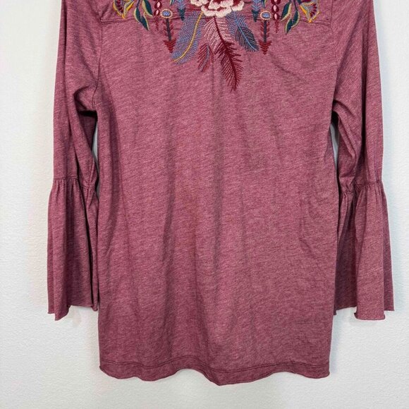 Johnny Was Womens Darielle Flute Sleeve Tee Floral Embroidered Blackberry Medium - Picture 4 of 11